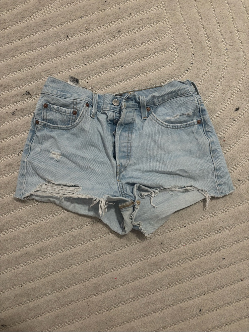 Levi's 501 Light Blue Distressed Denim Cutoff Shorts